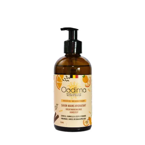 Doos met 6 vochtinbrengende handzeep met Kruidnagel, Kaneel, Sinaasappel, 250 ml